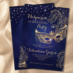 Maskenball Glitter Quinceanera-Maske Einladung nav