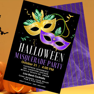 Maskenball-Kostüm-Cocktails Erwachsene Halloween Einladung