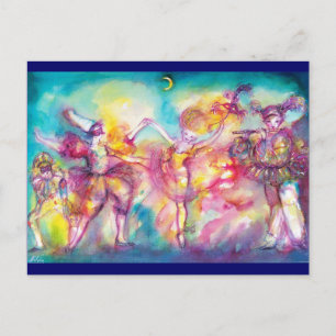 MASKENBALL,Mardi Gras Masken,Tanz,Musik Postkarte
