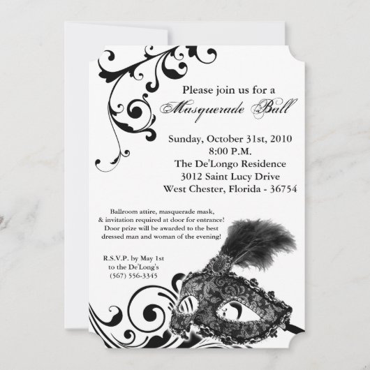 Maskenball-Maske Maskenbildhauer Halloween-Teil Einladung (Vorderseite)