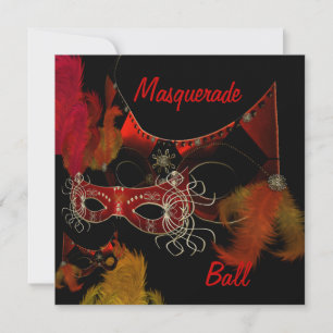 Maskenball-Masken Rot Schwarz Einladung Party