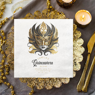Maskenball-Maskenmotiv Schwarz Gold Weiß ID1031 Serviette