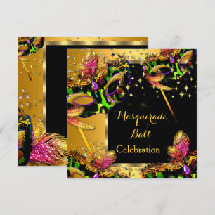 Maskenball Maskierte Party Goldene Feier Einladung