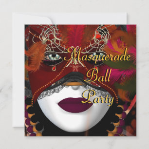 Maskenball-Party-Maske Schwarz Rot 2 Einladung