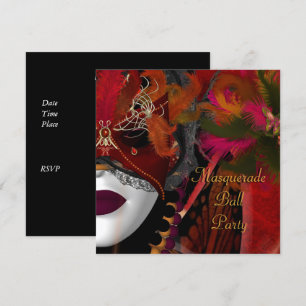 Maskenball-Party-Maske Schwarz Rot Einladung