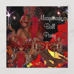 Maskenball-Party-Maske Schwarz Rot Showgirl Einladung