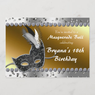 Maskenball-Party Silber Gold Einladung