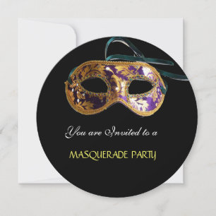 MASKENBALL,Schwarz weiß blau Einladung