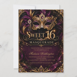 Maskenball Sweet 16 Einladung