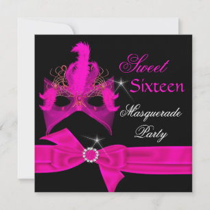Maskenball Sweet 16 Sechzehn Hot Pink Maske Party Einladung