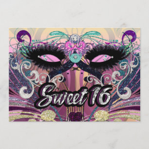 Maskenball Sweet 16 Sechzehn Party-Maske Einladung