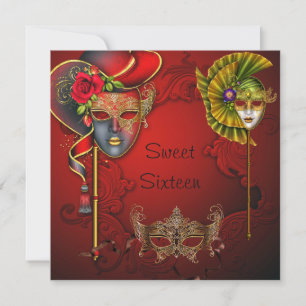 Maskenball, Sweet Sixteen Geburtstagseinladung Einladung