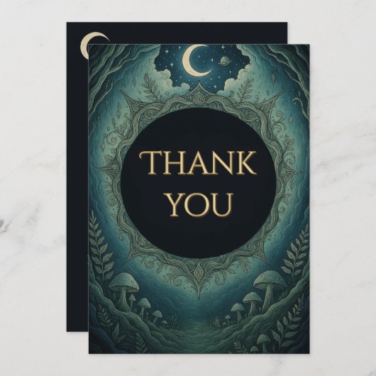 Maskenball unter Mondlicht Elegante Dankeskarten Einladung (Vorne/Hinten)