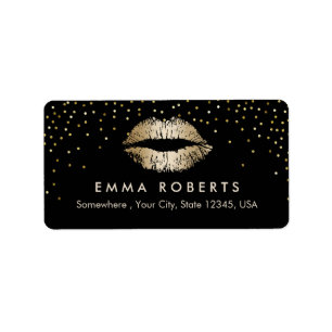 Maskenbildner-Goldlippenconfetti-Schönheits-Salon Adressaufkleber