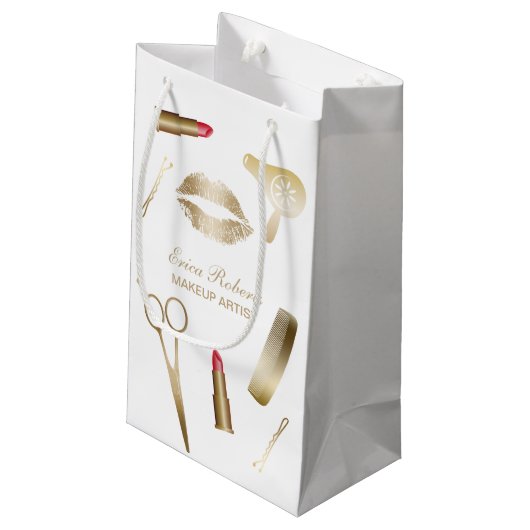 Maskenbildner-Goldschönheits-Salon-Kosmetik Kleine Geschenktüte (Rückseite Schrägansicht)