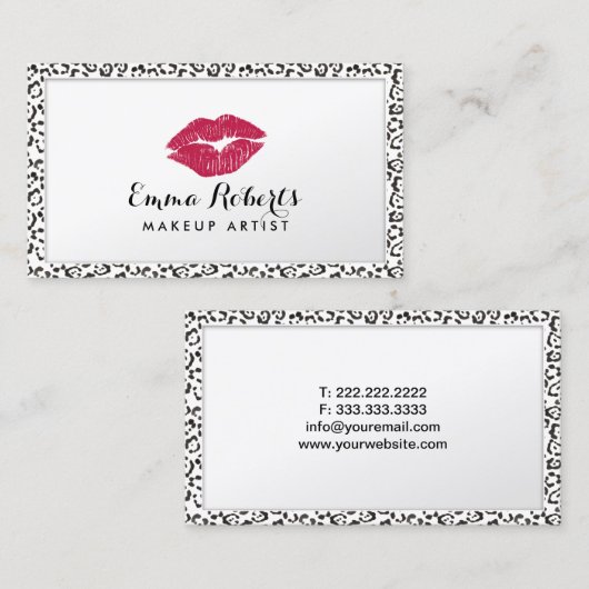Maskenbildner-moderne Leopard-Druck-Grenze elegant Visitenkarte (Vorne/Hinten)