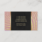 Maskenbildner-modernes Gold u. rosa Zebra-Streifen Visitenkarte (Rückseite)