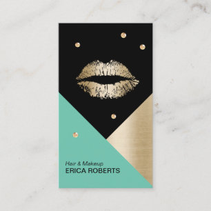 Maskenbildner-modernes LippenTürkis-Gold u. Visitenkarte