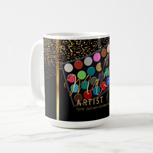 Maskenbildner-Regenbogen-Farben Kaffeetasse (Vorderseite Links)