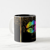 Maskenbildner-Regenbogen-Lippen Zweifarbige Tasse (Vorderseite Links)