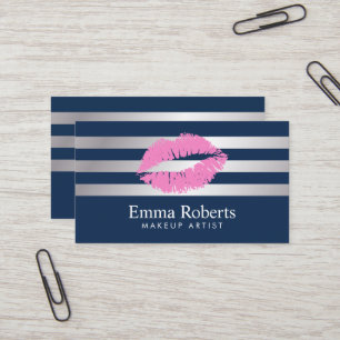 Maskenbildner-rosa Lippenmarine-Blau-moderne Visitenkarte