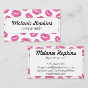 Maskenbildner-rosa Lippenstift küsst Visitenkarte
