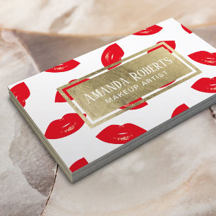 Maskenbildner-roter Visitenkarte