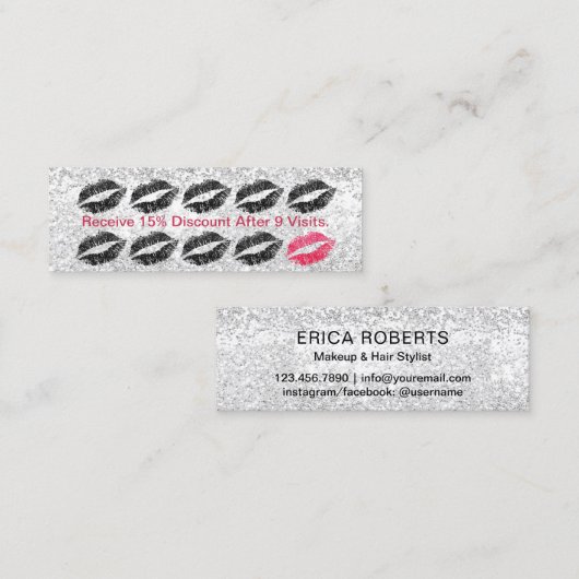 Maskenbildner-Salon-Schwarz-Lippensilberne Treuekarte (Vorne/Hinten)