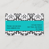 Maskenbildner-Visitenkarte-Damast-Blau Visitenkarte (Rückseite)