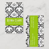 Maskenbildner-Visitenkarte-Damast-Grün Visitenkarte (Vorne/Hinten)