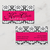Maskenbildner-Visitenkarte-Damast-Rosa Visitenkarte (Vorne/Hinten)