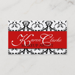 Maskenbildner-Visitenkarte-Damast-Rot Visitenkarte