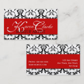 Maskenbildner-Visitenkarte-Damast-Rot Visitenkarte (Vorne/Hinten)
