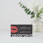 Maskenbildner-Visitenkarte mit den roten Lippen Visitenkarte (Stehend Vorderseite)