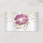 Maskenbildnergoldener Confetti u. so rosa Lippen Visitenkarte (Vorderseite)