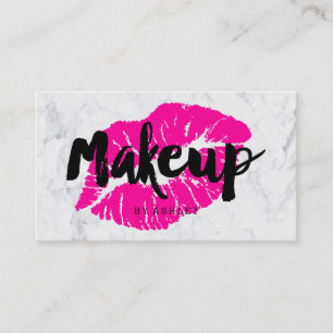 Maskenbildnerlippenrosa Typografieneonmarmor Visitenkarte