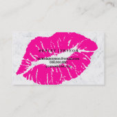 Maskenbildnerlippenrosa Typografieneonmarmor Visitenkarte (Rückseite)