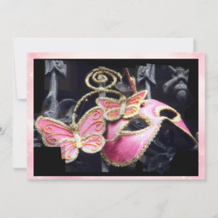Maskeneinladung Rosa Schmetterling-Masquerade Einladung