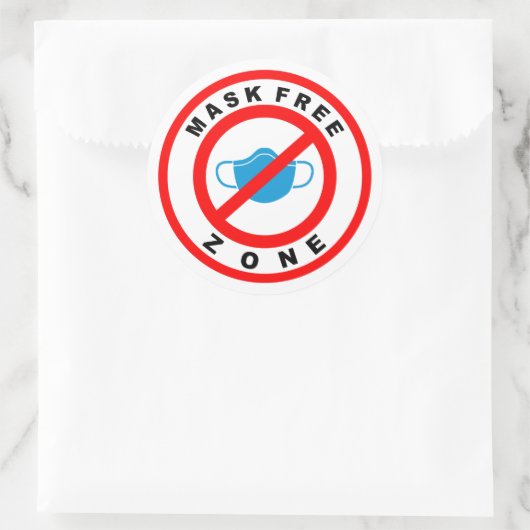 Maskenfreie Zone Runder Aufkleber (Tasche)