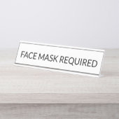 Maskenmaske Erforderlich schwarz und weiß elegant Schreibtischnamensplakette (Vorderseite )