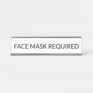 Maskenmaske Erforderlich schwarz und weiß elegant Schreibtischnamensplakette