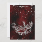Maskenmaske Roter Glitzer Quinceanera Einladung (Rückseite)