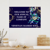 Maskenmaske Venezianisch maskierte Kugel Poster (Küche)