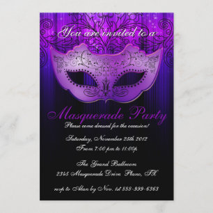 Maskenparty-Feier Blau & Lila Einladung