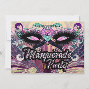 Maskenparty Glamour-Wimpern Maskeneinladung Einladung