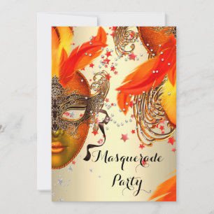 Maskenparty Gold Gelb Orange Creme Masken Einladung