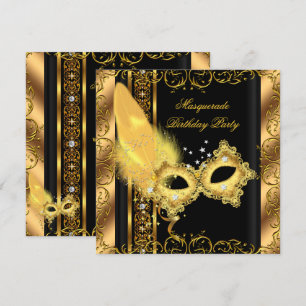 Maskenparty Gold Schwarz Gelbe Maske 6 Einladung