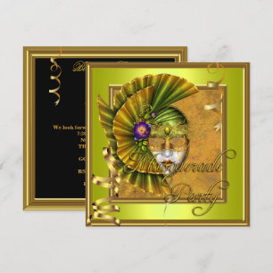 Maskenparty-Masken Gold Schwarz Geburtstag Einladung