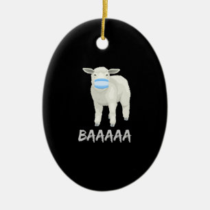 Maskenschaf Gewittertes Schaf mit Gesichtsmaske Keramik Ornament
