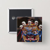 Maskentanz-Aufführung beim Tshechu Festival 2 Button (Vorne & Hinten)